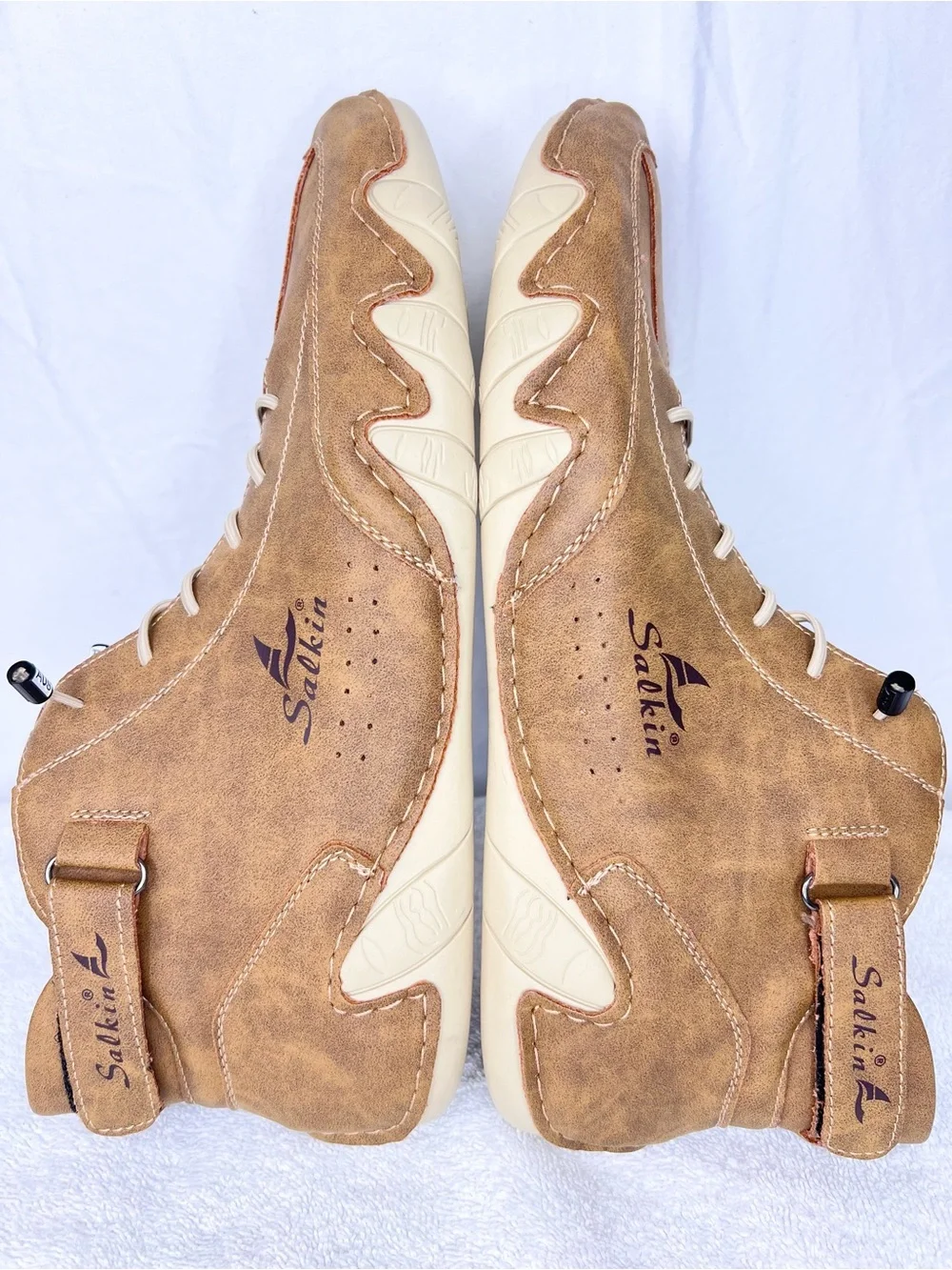 Salkin Lightweight Barefoot Shoes Mens 13 (47) Brown Lace Up High Top Comfort